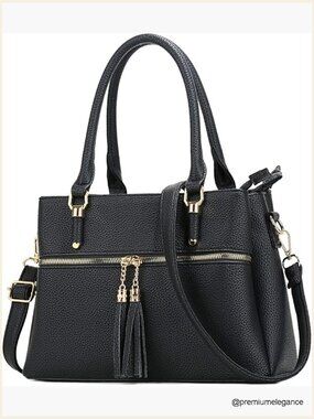 Women Satchel Bag 3 Compartments Crossbody Handbag PU Leather